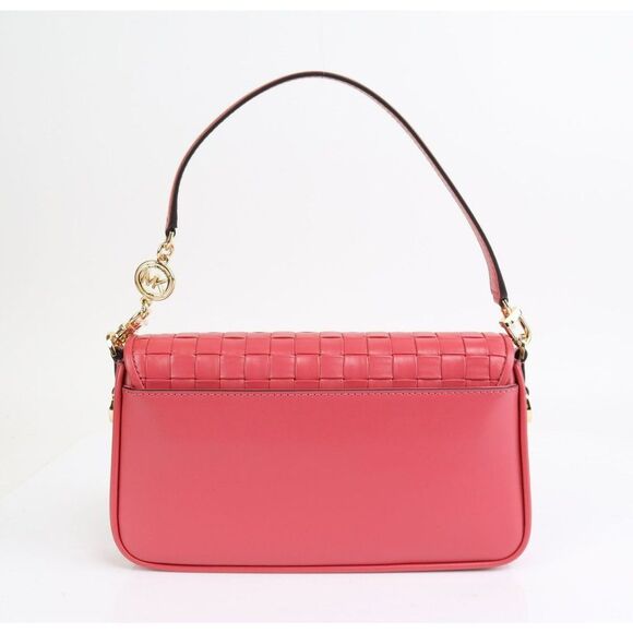 NWT MICHAEL Kors Bradshaw Woven Leather Convertible Shoulder Bag Light Berry Sor - Picture 8 of 14